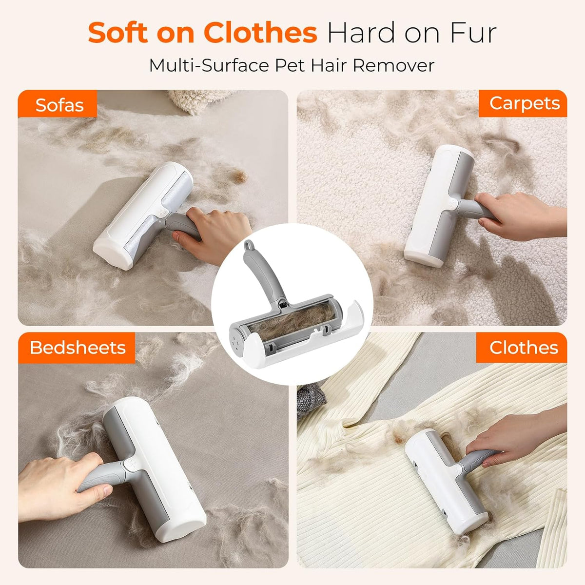 Reusable Pet Hair Remover Roller for Dog & Cat Hair – Lint Roller for Couch, Furniture, Carpet, Clothes & Car – Self-Cleaning Dog Hair Lint Roller and Cat Hair Remover for Home